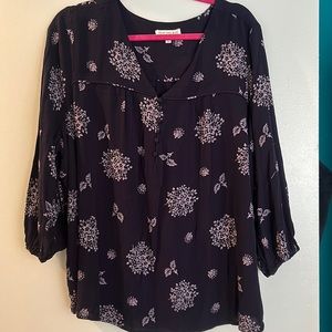 EUC Skies Are Blue Navy Quarter Sleeve Top